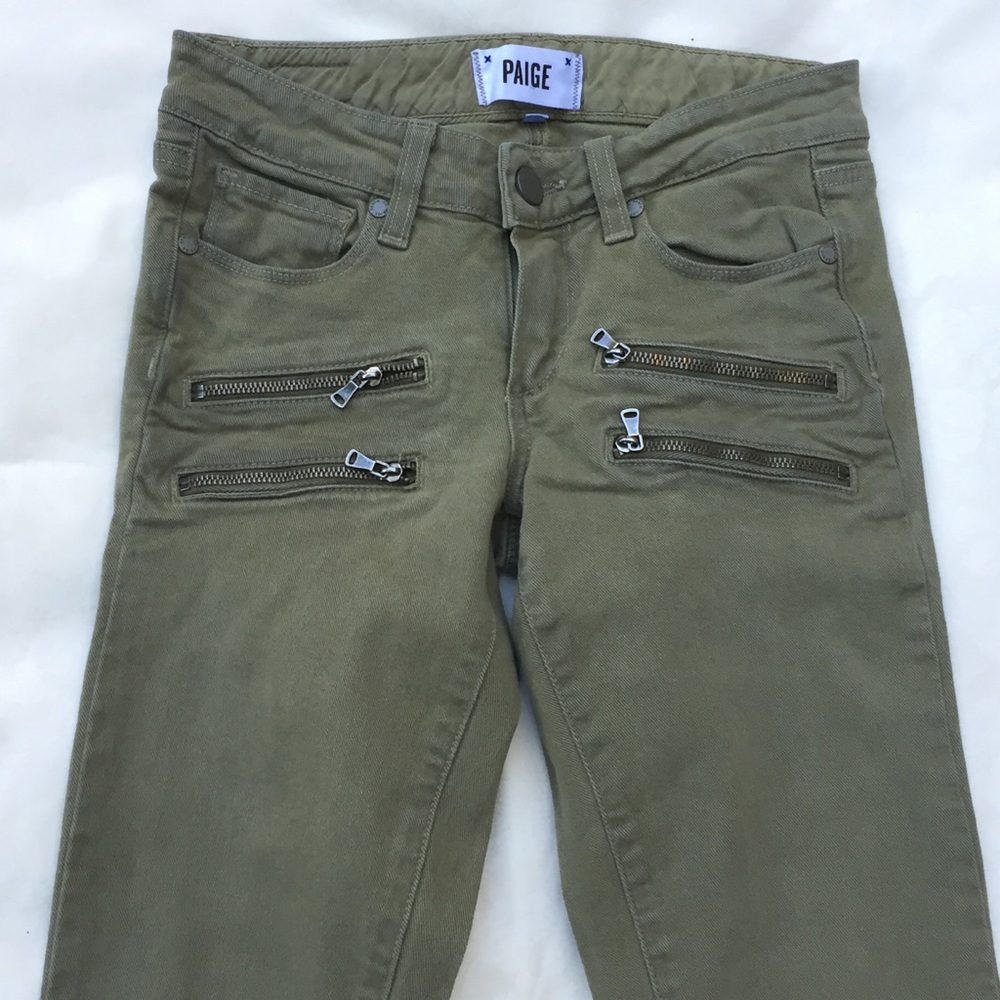 PAIGE ‘Edgemont’ Sage Green Denim Skinny Jeans 23